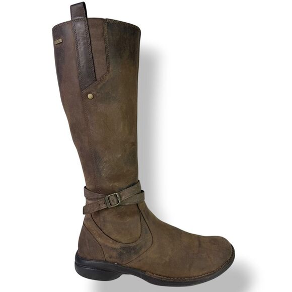 Merrell Captiva Riding Boots Waterproof Brown Leather Tall Side Zip Womens 8.5 - Picture 3 of 12